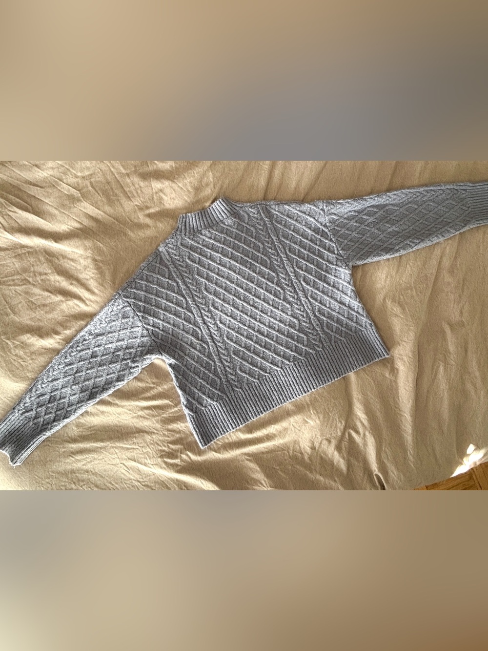 Dynamite Cozy Cable Knit Cropped Sweater - Light Blue - Picture 4 of 5